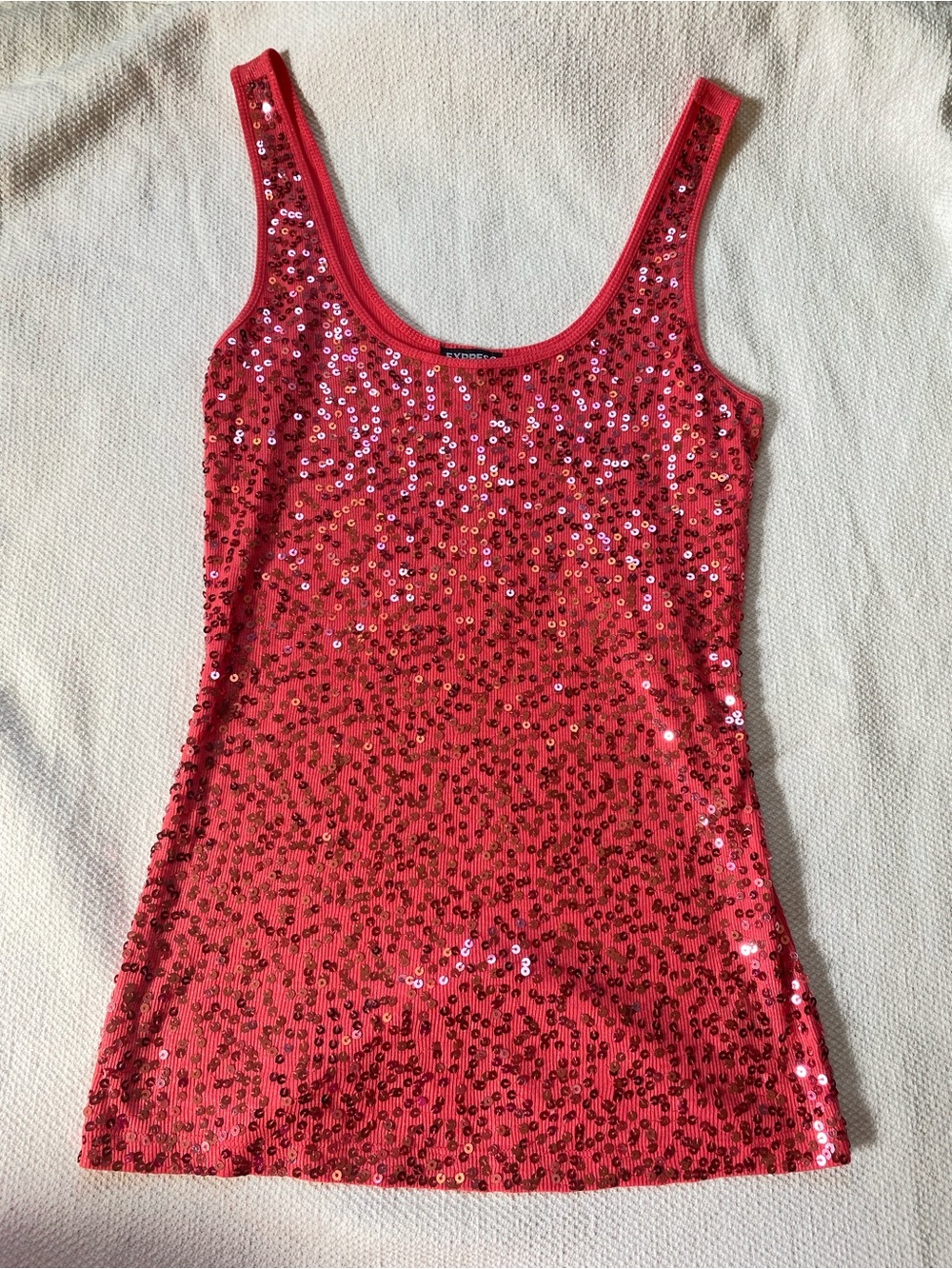 Sequin Tank Top - coral